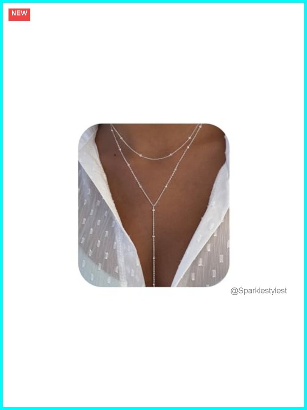 Silver Plated Layered Y Necklace Lariat Long Dainty 20"+2"